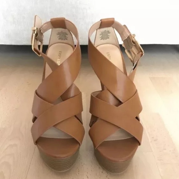 Express /Crisscross Strap Platform Heeled Sandal - Picture 2 of 9